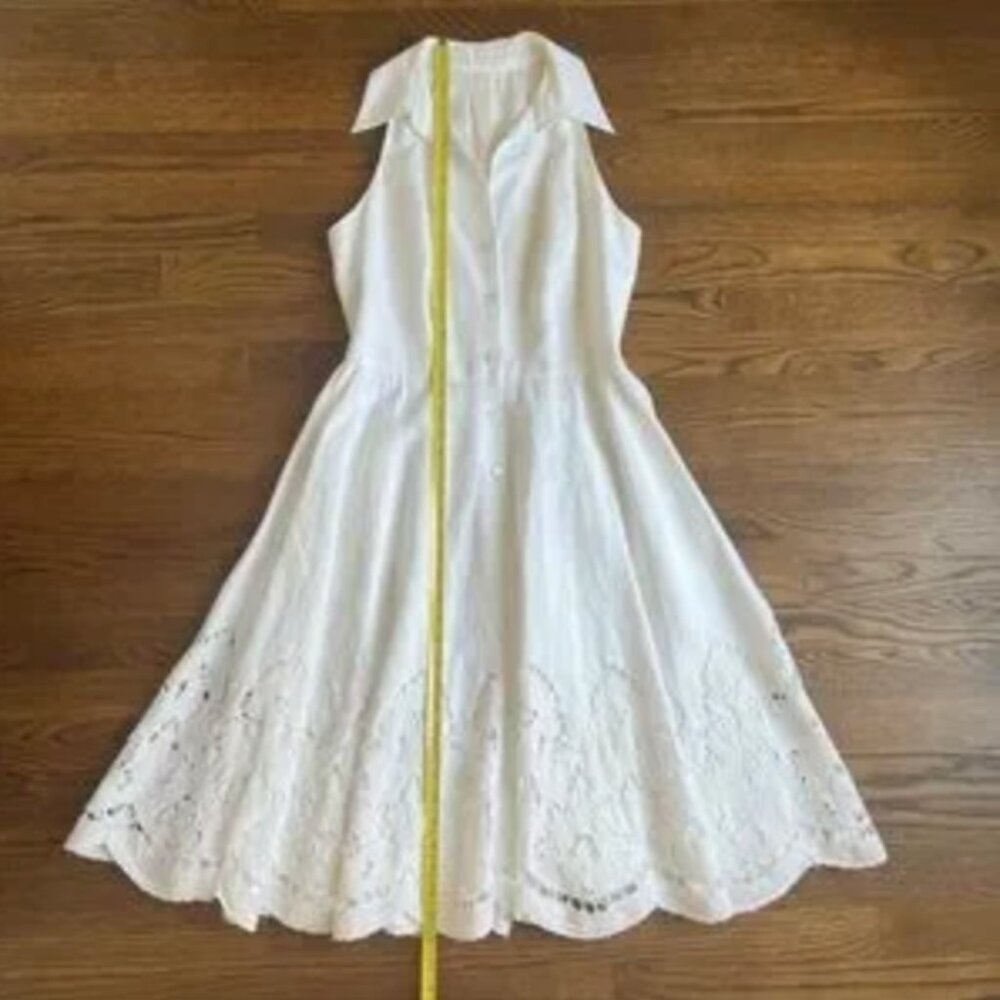 VIntage eyelet sleeveless button down midi dress with collar